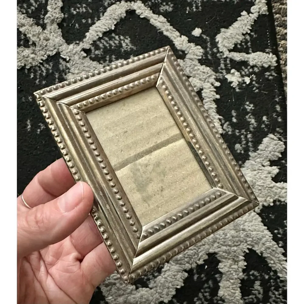 Silver patina tarnish vintage home decor wall 2x3 romantic Victorian antique